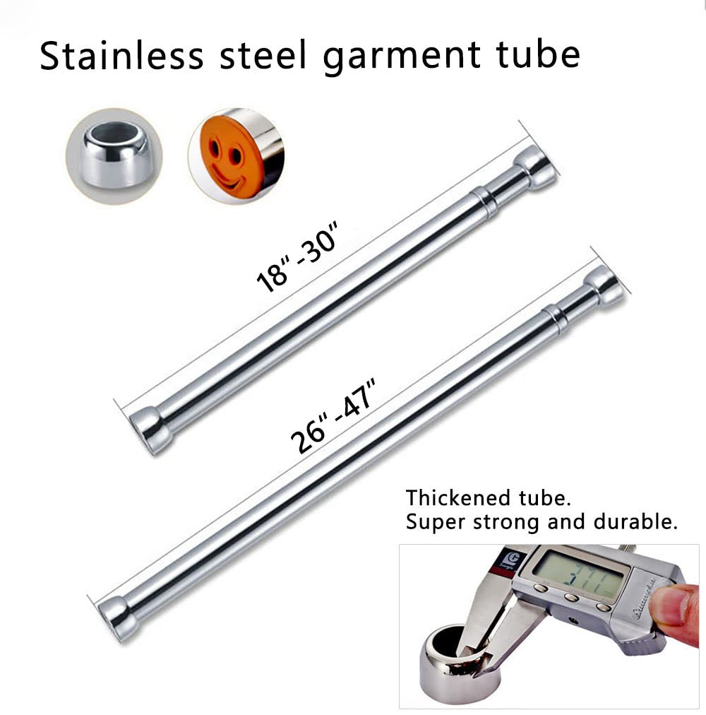Ausgleifen 18 To 30 Inches Adjustable Closet Rod, Wall Mounted Hanging Rod For Closet, Premium 304 Stainless Steel Closet Pole C